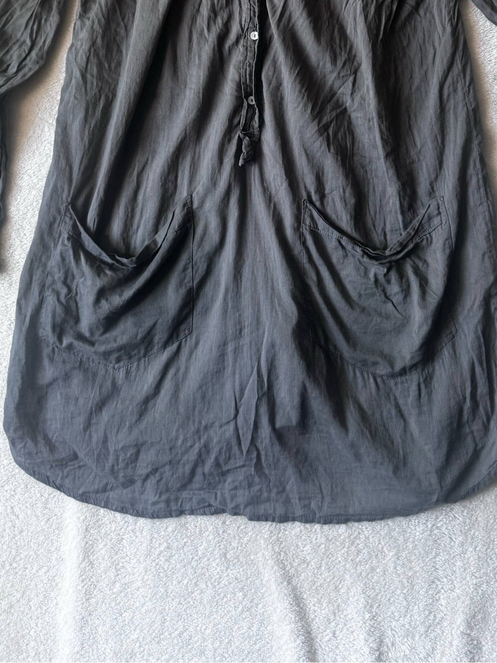 Zara Cotton Lightweight Pintuck Shirt Tunic M Pocket Top Dress Boho Cottagecore - Picture 10 of 15